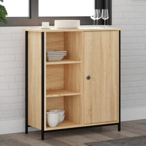 Lecco Wooden Sideboard With 1 Door 2 Shelves In Sonoma Oak