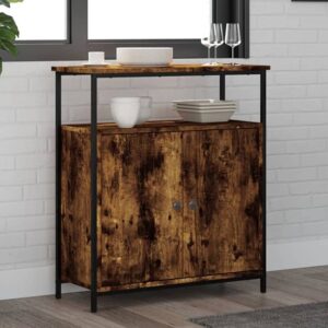 Lecco Wooden Sideboard With 2 Doors 1 Shelf In Smoked Oak