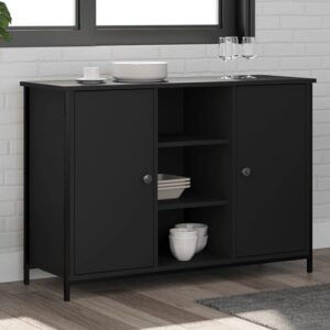 Lecco Wooden Sideboard With 2 Doors 2 Shelves In Black