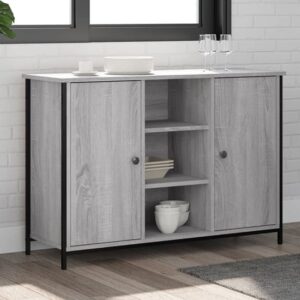 Lecco Wooden Sideboard With 2 Doors 2 Shelves In Grey Sonoma Oak