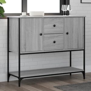 Ambon Wooden Sideboard With 2 Doors 2 Drawers In Grey Sonoma Oak