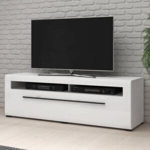 Trail High Gloss TV Stand Wide With 1 Drawer In White