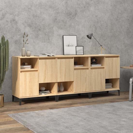 Coimbra Wooden Sideboard With 6 Doors In Sonoma Oak