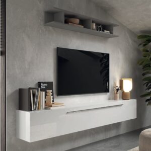 Girona High Gloss Entertainment Unit In White And Slate Effect
