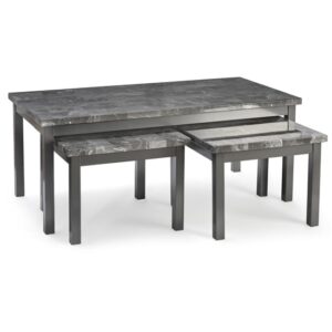 Lecce Wooden Coffee Table And Side Tables In Grey Marble Effect