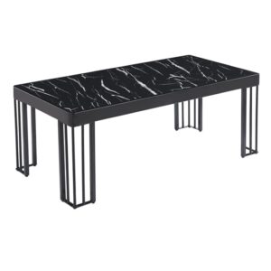 Worley Gloss Coffee Table In Black Marble Effect With Black Legs