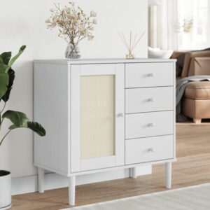 Fenland Wooden Sideboard With 1 Door 4 Drawers In White