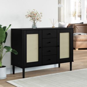 Fenland Wooden Sideboard With 2 Doors 4 Drawers In Black