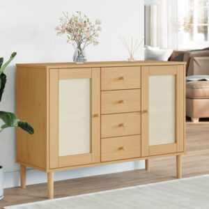 Fenland Wooden Sideboard With 2 Doors 4 Drawers In Brown