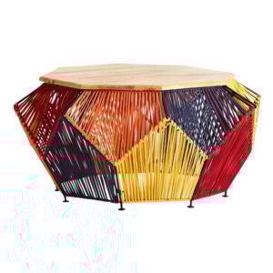 Diadem Octagonal Wooden Coffee Table With Multicolor Frame