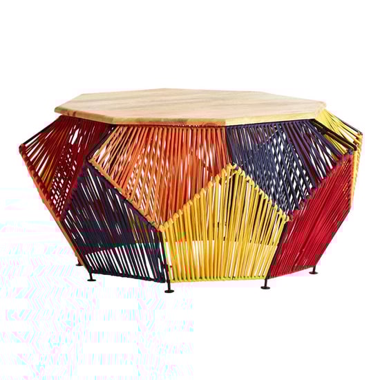 Diadem Octagonal Wooden Coffee Table With Multicolor Frame