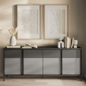 Edison Wooden Sideboard With 4 Doors In Lead Slate