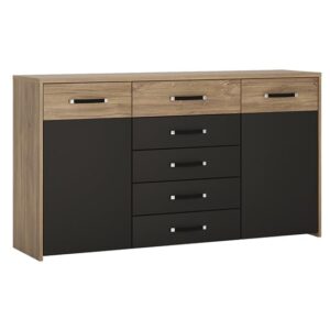 Moneti Wooden Sideboard With 2 Doors 5 Drawers In Oak And Black