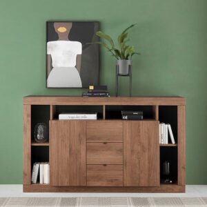 Raya Wooden Sideboard With 2 Doors 3 Drawers In Mercure