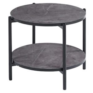 Vilna Large Gloss Grey Marble Effect Coffee Table With Black Frame