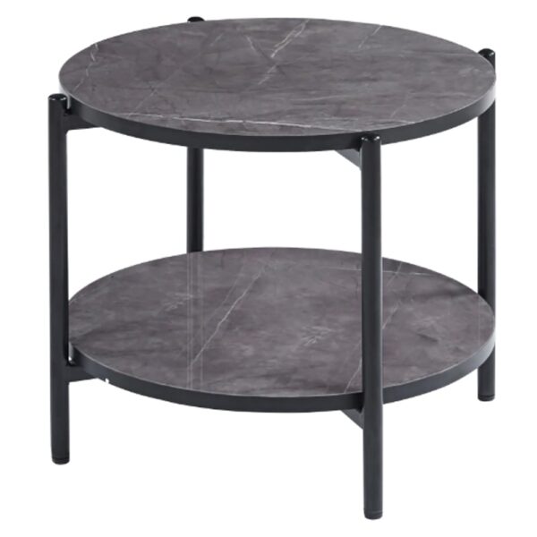 Vilna Large Gloss Grey Marble Effect Coffee Table With Black Frame