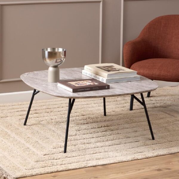 Caldwell Wooden Square Coffee Table In Grey Marble Effect