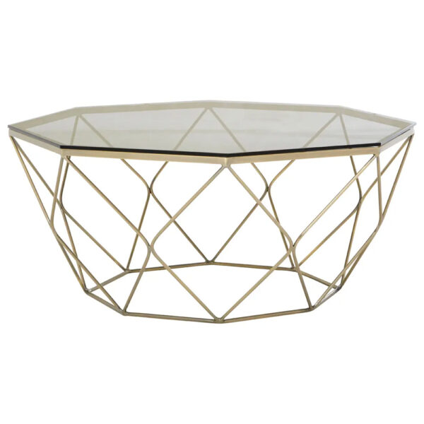 Allston Grey Glass Polygonal Coffee Table With Nickel Frame