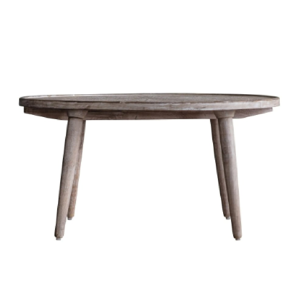Alpine Wooden Round Coffee Table In Natural And White