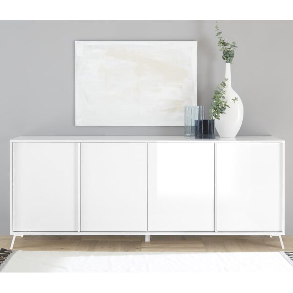 Cappy High Gloss Sideboard With 4 Doors In White