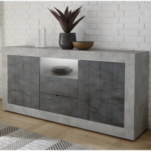 Nitro Wooden Sideboard 2 Doors 2 Drawers In Cement Oxide And LED