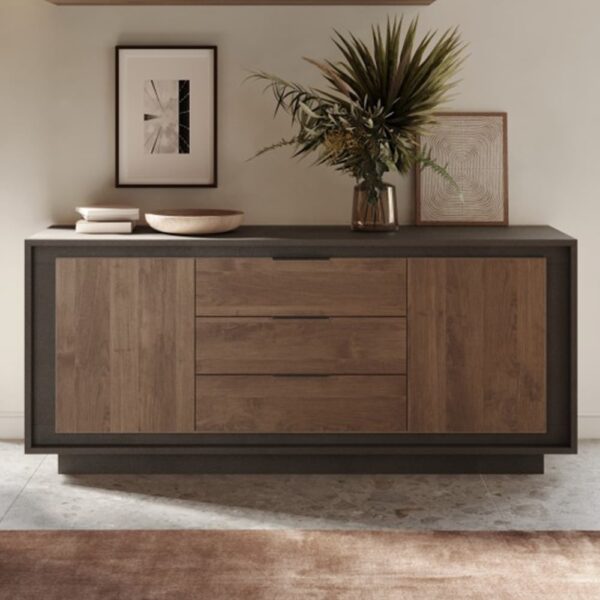 Skokie Wooden Sideboard 2 Doors 3 Drawers In Lava And Mercure