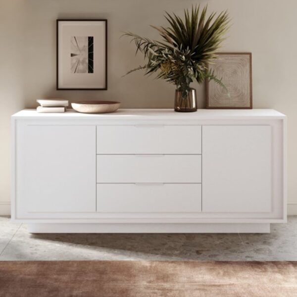 Skokie Wooden Sideboard 2 Doors 3 Drawers In Matt White
