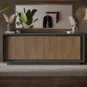 Skokie Wooden Sideboard With 4 Doors In Lava And Mercure