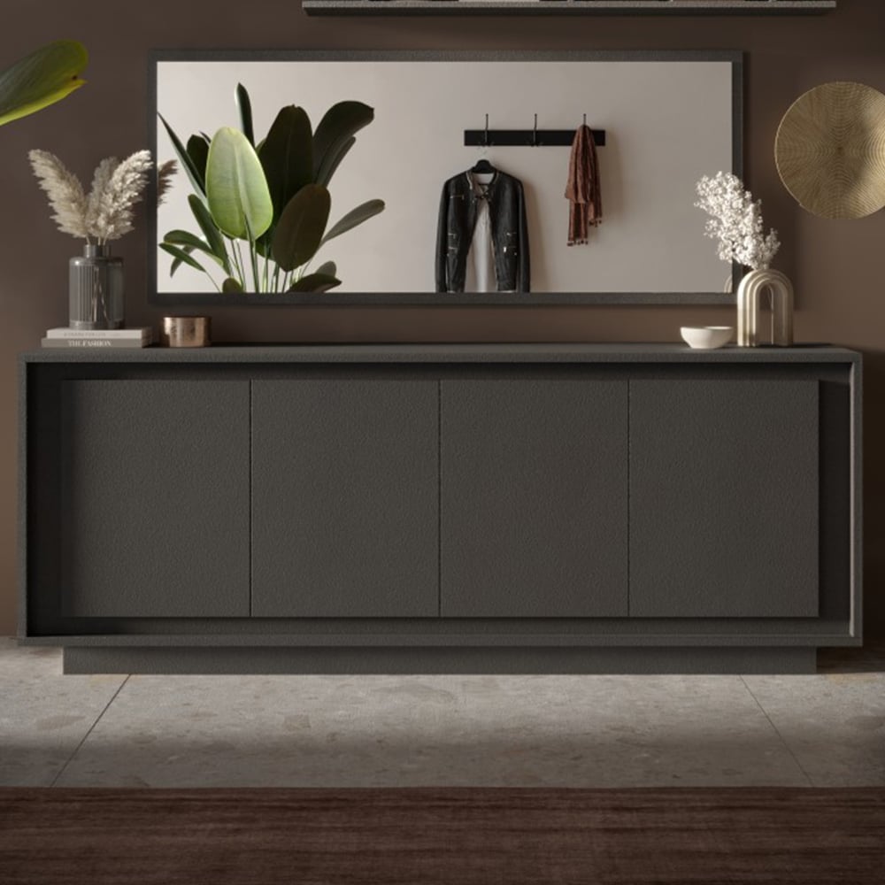 Skokie Wooden Sideboard With 4 Doors In Lava
