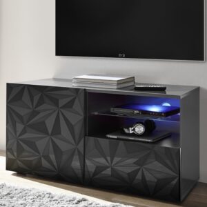 Arlon High Gloss TV Stand With 1 Door 1 Drawer In Grey And LED