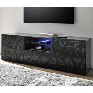 Arlon High Gloss TV Stand With 2 Doors 1 Drawer In Grey And LED
