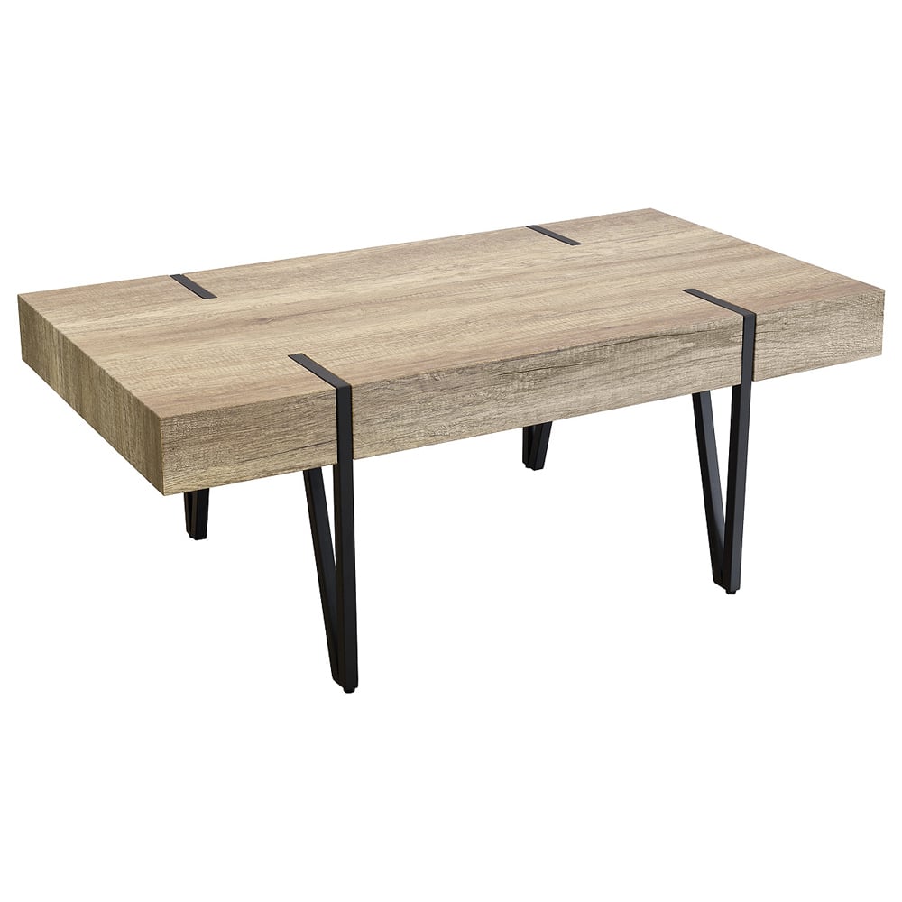 Canyonville Wooden Coffee Table With Black Frame In Natural