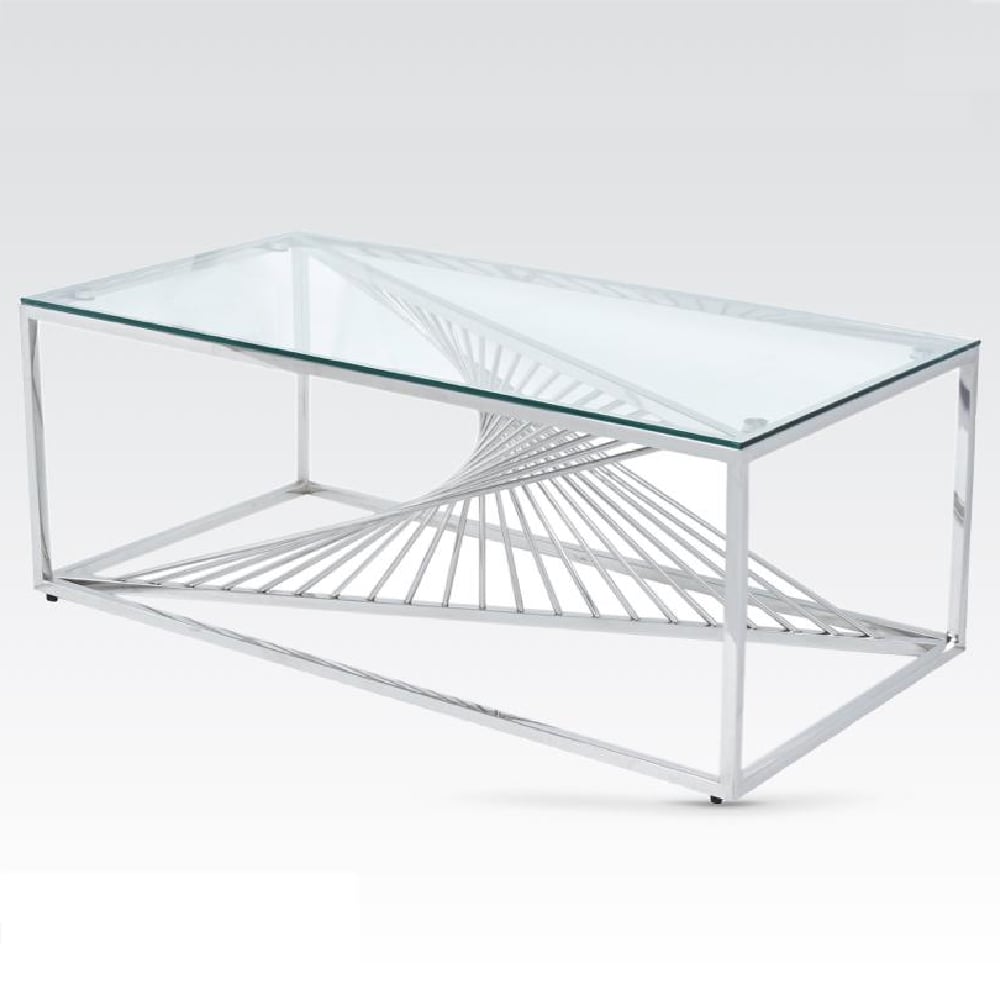 Carpi Clear Glass Coffee Table With Chrome Frame