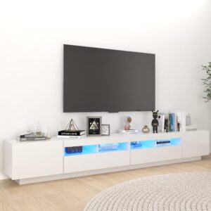 Krakow Small High Gloss TV Stand In White With LED