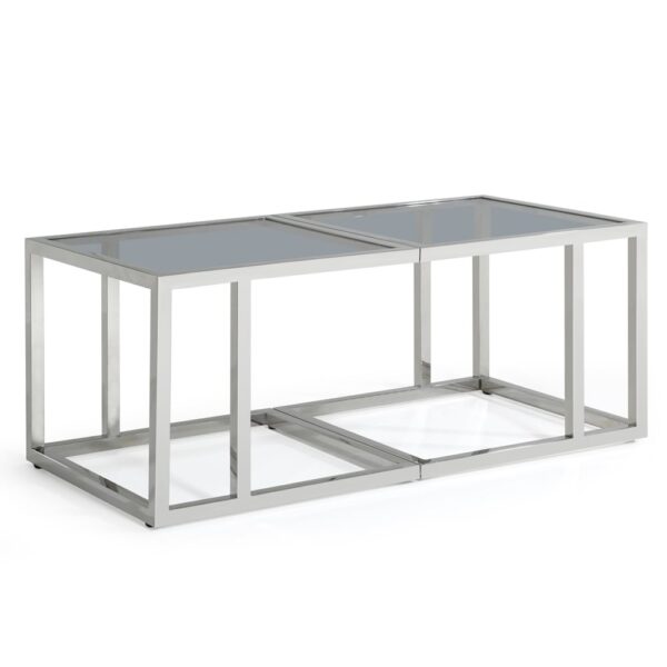 Lincoln Tinted Glass Coffee Table With Stainless Steel Frame