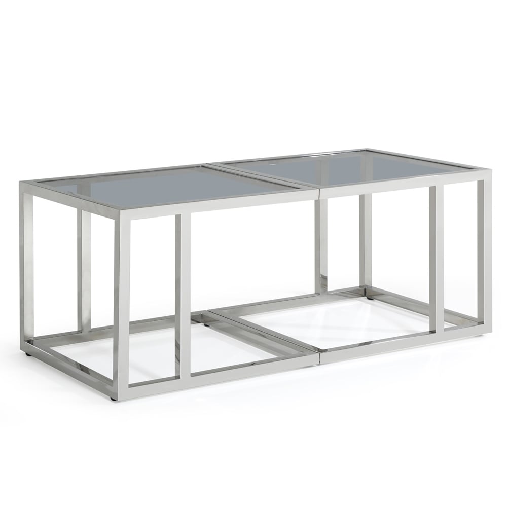 Lincoln Tinted Glass Coffee Table With Stainless Steel Frame