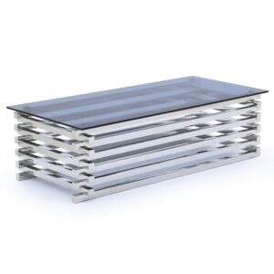 Morita Tinted Glass Rectangular Coffee Table With Steel Frame