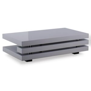 Preston High Gloss Rectangular Coffee Table In Light Grey