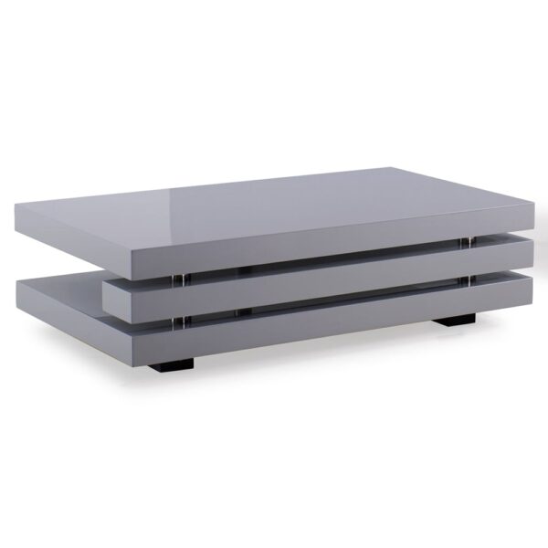Preston High Gloss Rectangular Coffee Table In Light Grey