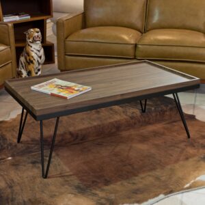 Waconia Wooden Coffee Table With Black Frame In Walnut
