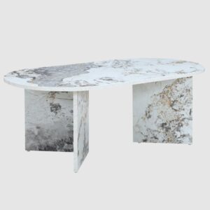 Aurora Wooden Oval Coffee Table In Pandora Marble Effect