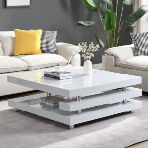 Borneo Square High Gloss Coffee Table In Light Grey
