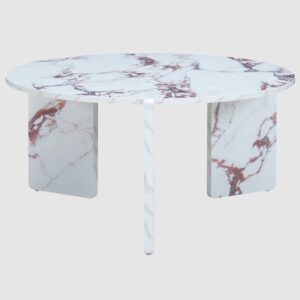 Halifax Wooden Round Coffee Table In Violetta Marble Effect
