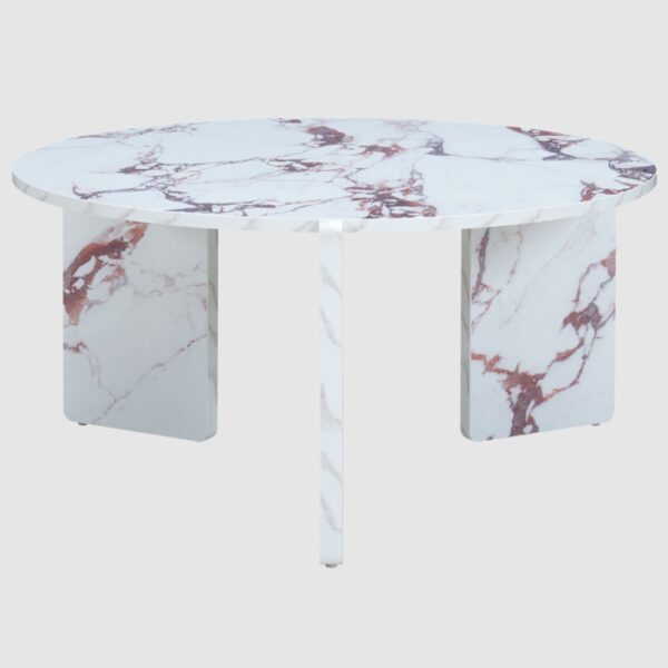 Halifax Wooden Round Coffee Table In Violetta Marble Effect