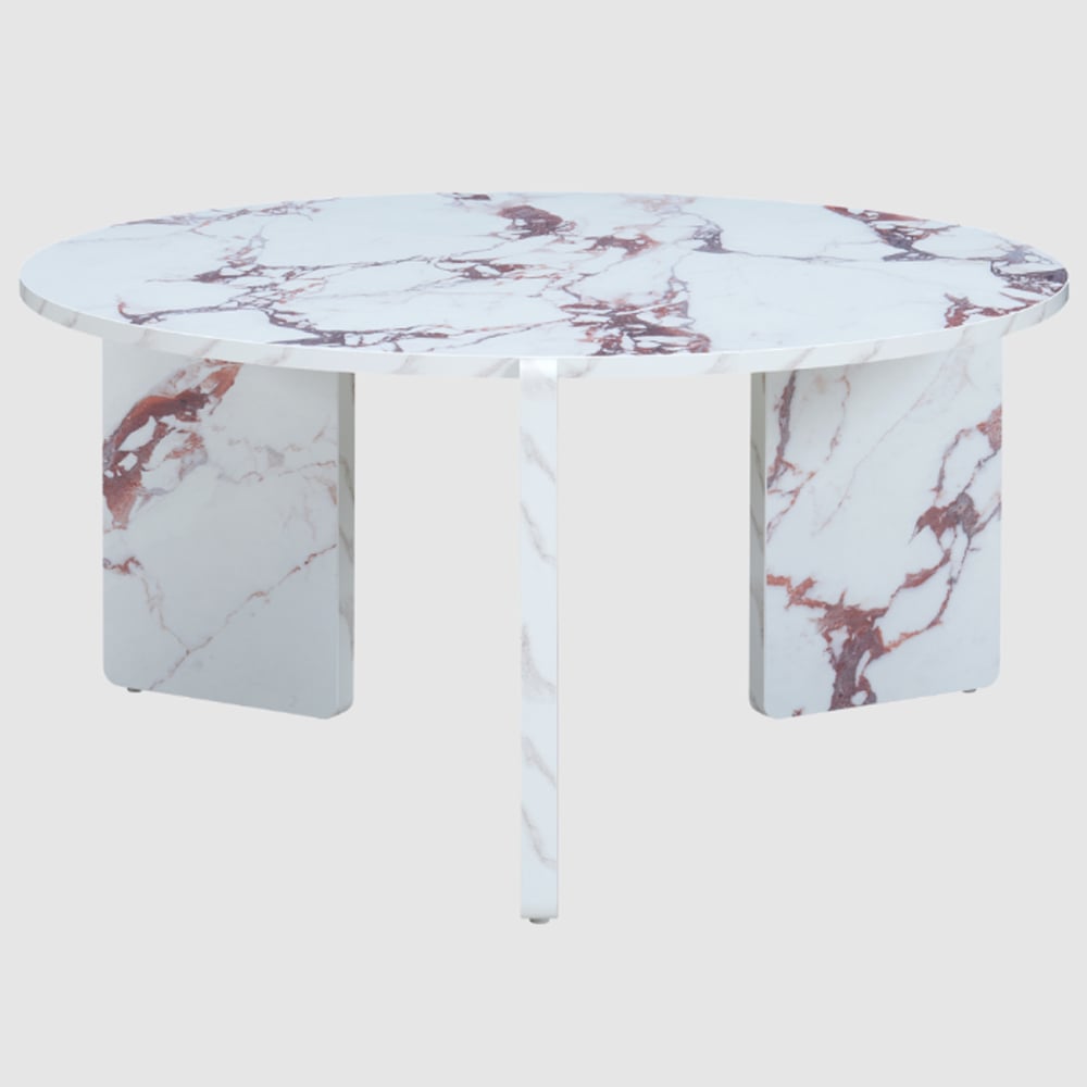 Halifax Wooden Round Coffee Table In Violetta Marble Effect