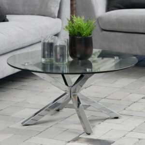 Hyeres Clear Glass Round Coffee Table With Chrome Legs