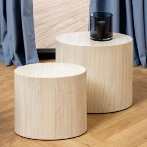 Moosic Wooden Nesting Coffee Tables In Travertine