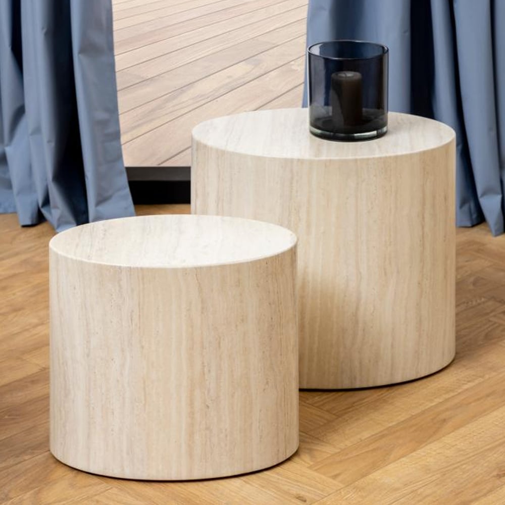 Moosic Wooden Nesting Coffee Tables In Travertine