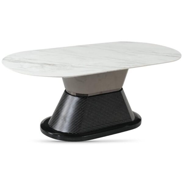 Piran Sintered Stone Coffee Table With Faux Marble Base In White
