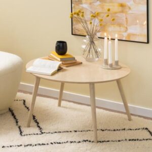 Ravello Wooden Round Coffee Table In White Oak